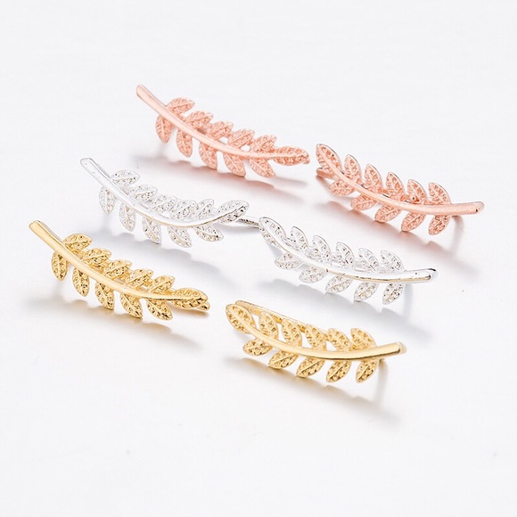 🔵𝟲𝟱%𝗢𝗙𝗙 𝗯𝘂𝗻𝗱𝗹𝗲𝘀 𝟯+🔵 NEW Rose Gold Leaf Climber Earrings - Picture 8 of 11